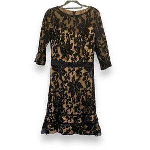 Tadashi Shoji Kennedy Dress Floral Black Lace